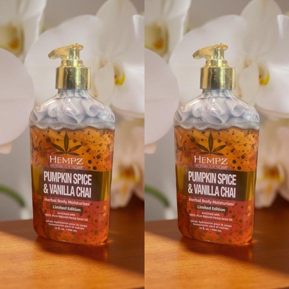 Hempz Pumpkin Spice & Vanilla Chai Herbal Body Moisturizer 17 oz_ 2 units